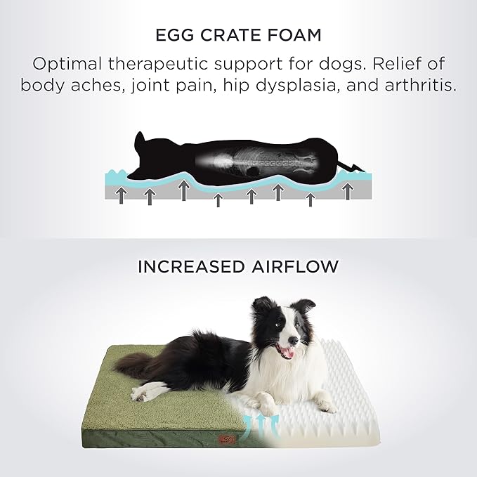 Bedsure XL Dog Beds Large Sized Dog -Comfy Flat Extra Large Pet Beds with Removable Washable Cover, Orthopedic Egg Crate Foam Mat, Suitable for Pet Up to 100 lbs