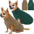 2 Pack Dog Sweaters for Small Dogs Turtleneck Pullover Cable Knit Puppy Stretch Clothes Chihuahua Yorkie Pomeranian Toy Poodle Boy Girl Pets Winter Doggie Clothes (S, Green & Brown)