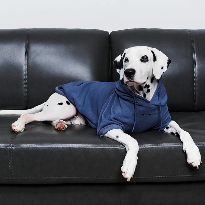 Tuff Pupper Dog Hoodie | Premium Quality 100% Organic Cotton | Ultra Soft Interior for Superior Comfort | Elastic Cuffs & Drawstring for Warmth | Stretch Fit Suitable for All Breeds (Blue, XL)