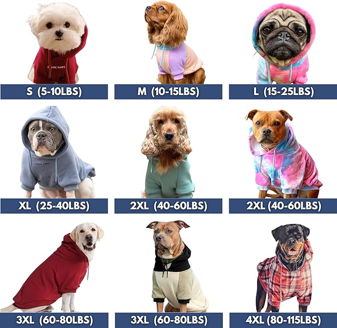 Spark Paws Dog Hoodie – Premium Dog Sweater for Small, Medium, and Large Dogs | Warm Outfits for French Bulldogs, Pitbull, Puppy, Winter Jacket Alternative - Snow Cone - S