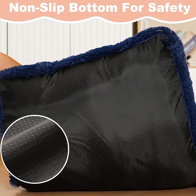 Bedfolks Waterproof Dog Crate Pad, Plush Dog Kennel Bed with Removable Cover, Faux Fur, Washable, 23"x18", Dark Blue