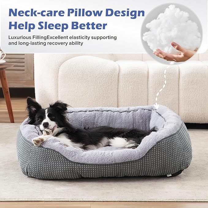 INVENHO Small Dog Bed for Small Dogs, Cat Beds for Indoor Cats Washable, Orthopedic Dog Bed, Warming Soft Calming Sleeping Puppy Bed Durable Pet Bed with Anti-Slip Bottom S(20"x19"x6")