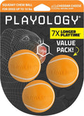 Playology Dog Toys | Squeaky Chew Ball - Bouncy Durable Floating Fetch Ball for Dogs, Value 3-Pack | Small Cheddar Cheese Scented Toy - Easy to Clean and Made from Non Toxic Materials