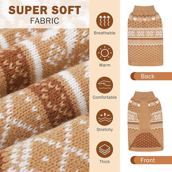 SCENEREAL XL Dog Sweaters Male and Female, Soft, Warm Turtleneck Extra Large Dog Sweater, Knitted Ugly Dog Christmas Outfits, Argyle Winter Clothes for Walking Outdoor