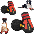 DcOaGt Dog Boots Waterproof Dog Shoes for Small Medium Large Puppy with Reflective Straps Anti-Slip Sole,Paw Protector Dog Booties for Hot Pavement Winter Snow Rain Hiking 4PCS Red