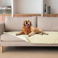 gogobunny 100% Double-Sided Waterproof Dog Bed Cover Pet Blanket Sofa Couch Furniture Protector for Puppy Large Dog Cat, Reversible (30x70 Inch (Pack of 1), Dark Cream/Light Cream)