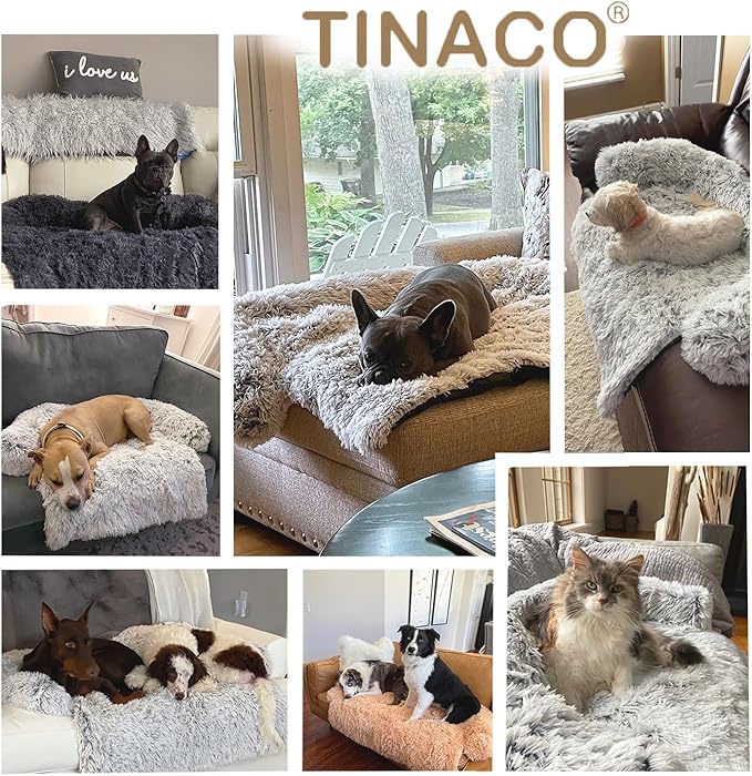 Calming Dogs/Cats Bed Mats, Dog Pad Washable Removable Couch Cover, Plush Long Fur Mat for Pets, Waterproof Lining, Perfect for Small, Medium and Large Dogs and Cats (Desert Brown, 59"x39")