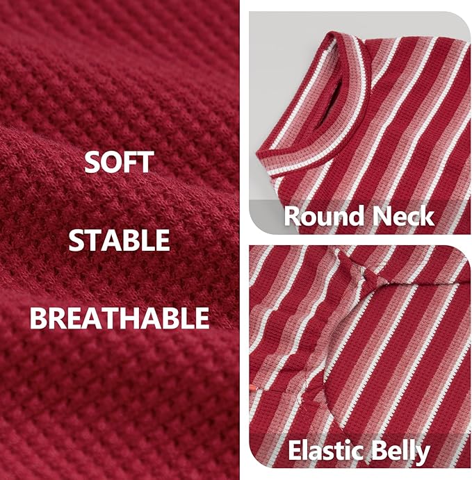 KYEESE 2Pack Waffle Dog Shirts for Small Dogs Stretchy T-Shirts Lightweight Tank Top Sleeveless Striped Vest Breathable Pet Tee, X-Large, Red+Striped