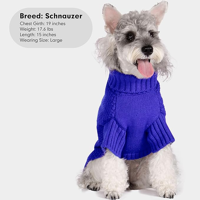 cyeollo Dog Sweater Pullover Turtleneck for Dogs, Classic Knitwear Fall Winter Cold Weather Pet Clothes Warm Pet Apparel Small Medium Large Dog Sweaters, Royal Blue L