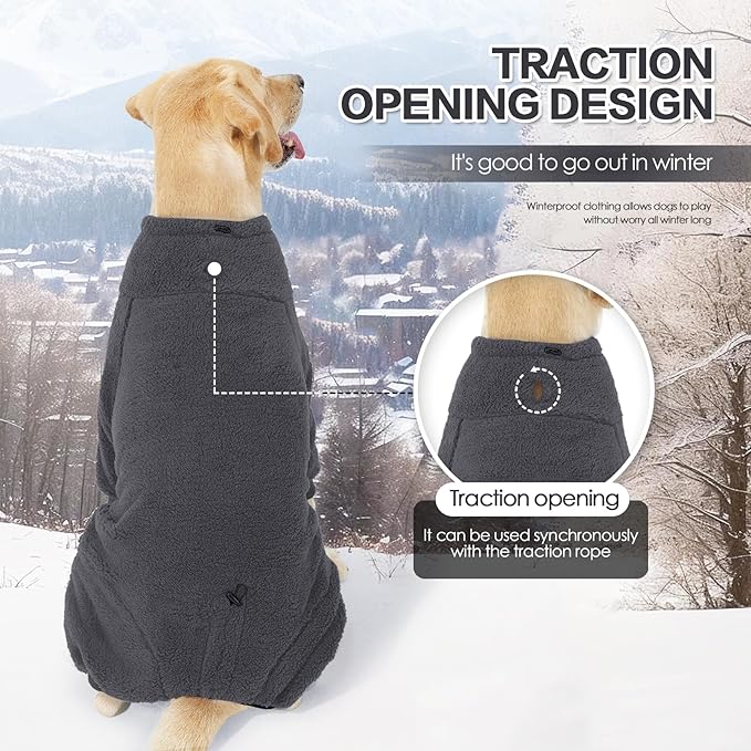 Fleece Dog Sweater for Small Medium Large Dog for Run Walk Sleep Pet Winter Jacket & Windproof Clothes Coat XL Grey