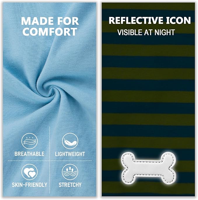 KYEESE 2Pack Dog Shirts Striped T Shirt Soft Tee for Small Dogs Cotton Tank Top Clothes Lightweight Sleeveless Dog Vest, X-Large,Blue+Striped