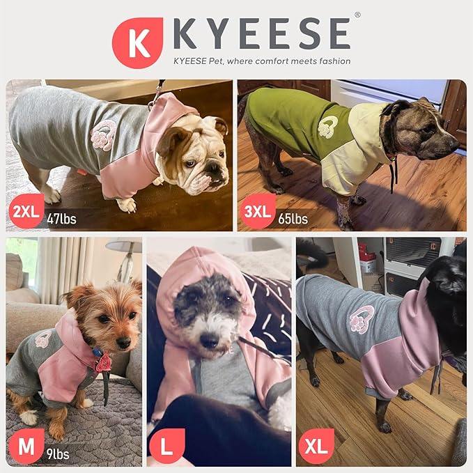KYEESE Dog Hoodie Stretchy Dog Clothes for Small Dogs Soft Pet Sweatshirt with Drawstring Comfort Cat Sweater Cat Coat with Leash Hole Warm Pet Clothes Dogs Winter Coat for Cold Weather