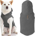 Gooby Fleece Vest Hoodie Dog Sweater - Gray, X-Large - Warm Pullover Dog Hoodie with O-Ring Leash for Small to Medium Dogs
