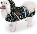 Dog Raincoat, Adjustable Rain Jacket with Hooded Double Layer for Large Medium Small Dogs Puppies, Lightweight Waterproof Rain Coat Poncho with Reflective Stripe Paw Print Black,M