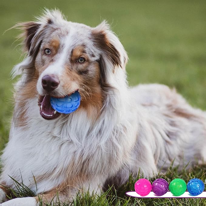 3'' Squeaky Dog Toy Balls for Lagre Medium Breed, Indestructible Dog Balls for Playing, Fetching & Retrieving, Durable Aggressive Chewers, 3 PCS Pink+Purple+Blue