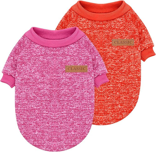 2 Pieces Pet Dog Classic Knitwear Sweater, Fleece Coat for Small,Medium Dogs,Warm Pet Dog Cat Clothes,Soft Puppy Customes for Chihuahua Yorkshire Tzu (Rose Red Orange,XS)