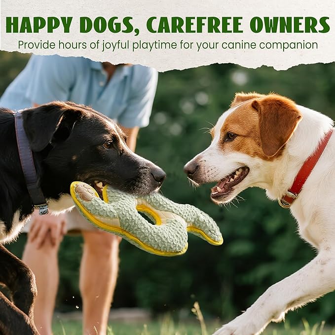 Ring Snake Squeaky Dog Toy, New 2025 Indestructible Dog Toy for Tug of War, Stuffed Toy with Two Tough Layers, Interactive Tug Training to Keep Them Busy, Green