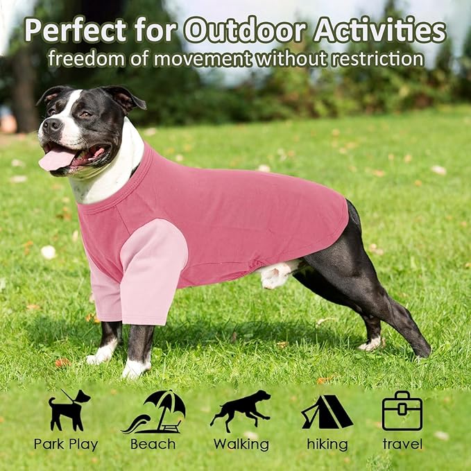 2 Pack Dog Shirt for Medium Dogs - Soft Breathable Summer Cool Tee, Lightweight Comfortable Clothes for Sensitive Skin Jack Russell, Shihtzu, Indoor Lounging, Walking, Park Play, Beach, Pink