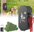 Dog Poop Bag Dispenser Wall Mount with 2Pcs Holders and 8 Rolls of Waste Bag, Metal, Corrosion-resistant, Combination Lock, Dark Gray, Suitable for Outdoor, Indoor, Raising Dogs