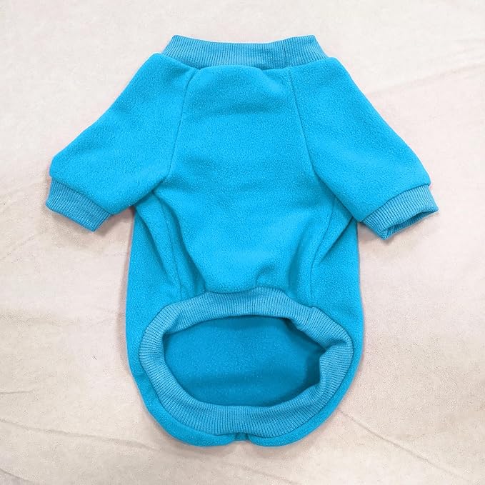 Idepet Dog Fleece Sweater - Soft Puppy Sweatshirt & Warm Winter Shirt for Small Dogs & Cats (Blue, Small)
