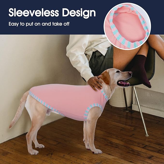 IECOii 2 Pack Dog T-Shirt for Small Dogs | Breathable Stretch Fit for Summer, UV Sun Protection for Chihuahua & Cats, Pink+Green,M