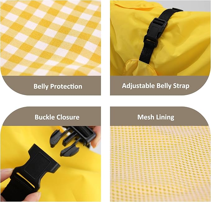 MAMORE Dog Raincoat Waterproof, Lightweight Adjustable Dog Rain Coat Hooded Poncho with Reflective Strip for Large Medium Small Dogs (Yellow, XX-Large)