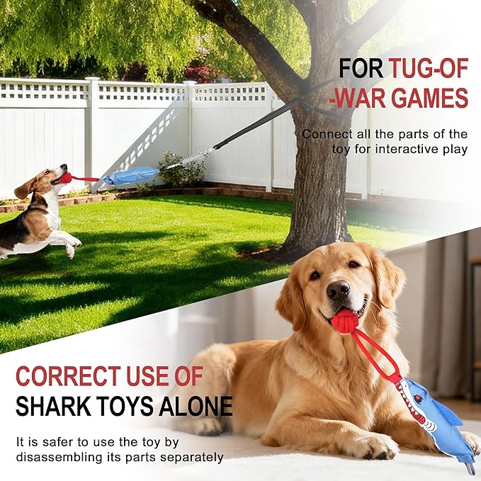 Dog Tree Tug of War Toy with Handles,Tethered Tug of War Outdoor Toy with Squeaky Self Play for for Small to Medium Dogs to Exercise Play Rope,Ball with Rope Dog Toy