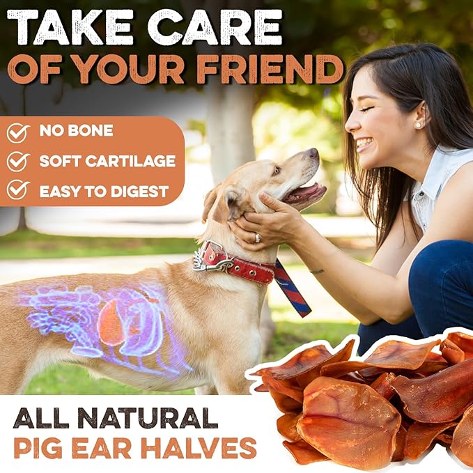 BRUTUS & BARNABY Pig Ear Halves for Dogs, 40 Ct. – All-Natural Single Ingredient Dog Chews, Slow Cooked & Fully Digestible Rawhide Alternative