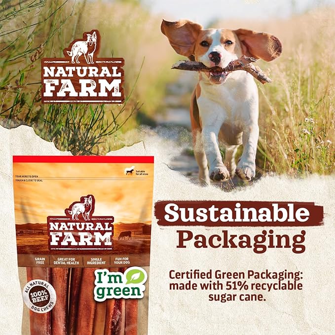 Natural Farm Bully Coated Gourmet Collagen Sticks (4 Inch, 25 Pack) – Real Bully Beef Coated, 95% Natural Collagen Dog Chews, Supports Healthy Joints, Skin & Coat - Best for Small & Medium Dogs