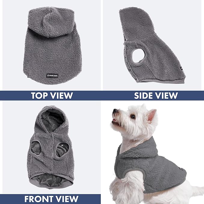Spark Paws Teddy Dog Sweater, Sherpa Vest with Warm Fleece Lining, Winter Coat Suitable for Small Medium Large XL XXL Breeds - Grey - 3XL