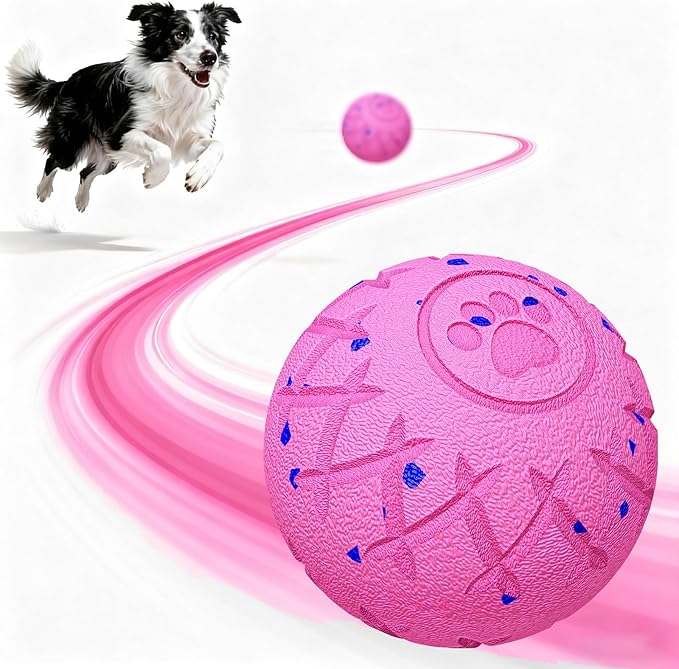 Interactive Dog Toys Dog Ball,Durable Motion Activated Automatic Rolling Toys for Medium/Large Dogs,Automatic Moving, Bouncing,and Rotating,E-TPU Material, IP54 Waterproof (Pink)