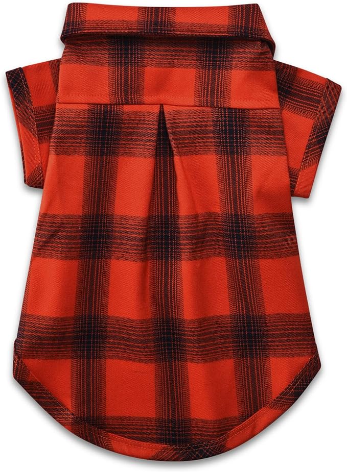 Koneseve Dog Shirt Plaid Dog Clothes for Small Dogs Boy Girl Cat Clothes Soft Puppy Outfit Adorable Pet T-Shirts Kitten Grid Costume Apparel Thanksgiving Christmas Clothing (Red#1; L/Large)