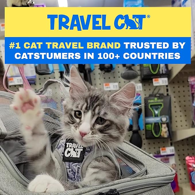 Travel Cat Harness and Leash Set - Adjustable Fit Mesh Cat Harness and Reflective Strap - Comfort Walking Vest for Kitten for Outdoor Walking, Hiking (Large, Cashcat)