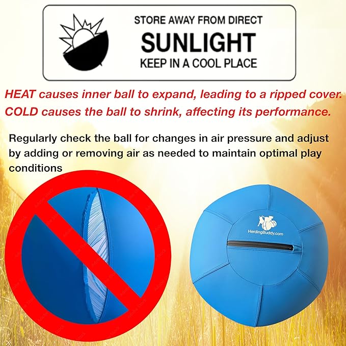 Herding Ball for Dogs - 18” Cover for Corgi, Collie, Cattle & All Herding Dogs Under 27 Pounds - Heavy Duty Dual Layered Cover - Thick Anti-Burst Inner Ball - High Flow Foot Pump