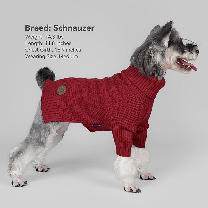 cyeollo Dog Sweater Warm Turtleneck Knitted Dog Christmas Sweaters with Sleeve Soft Winter Pet Clothes Sweaters for Dogs Girl