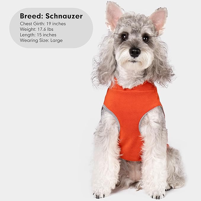 cyeollo Fleece Dog Sweater Vest, Reflective Dog Sweatshirt Pullover Jacket for Small Medium Large Dogs Clothes Boy Girl Pets Warm Pet Clothes, Orange & Red XL
