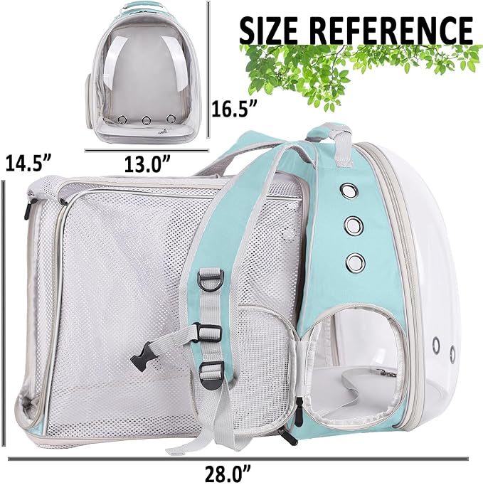 halinfer Dual Extension Pet Backpack Carrier for Large Cat and Small Puppy up to 20 Pounds, Clear Space Capsule Astronaut Transparent Bubble Window Pet Vet Travel Visit Bag