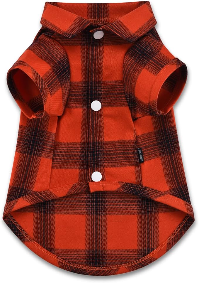Koneseve Dog Shirt Plaid Dog Clothes for Small Dogs Boy Girl Cat Clothes Soft Puppy Outfit Adorable Pet T-Shirts Kitten Grid Costume Apparel Thanksgiving Christmas Clothing (Red#1; L/Large)