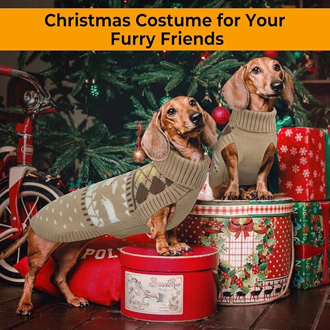 Lelepet Dachshund Sweater, Turtleneck Dog Sweaters for Small Dogs, Warm Pullover Knitted Pet Coat, Cold Weather Dachshund Clothes, Fall/Winter Cozy Outfit (XS-XL)