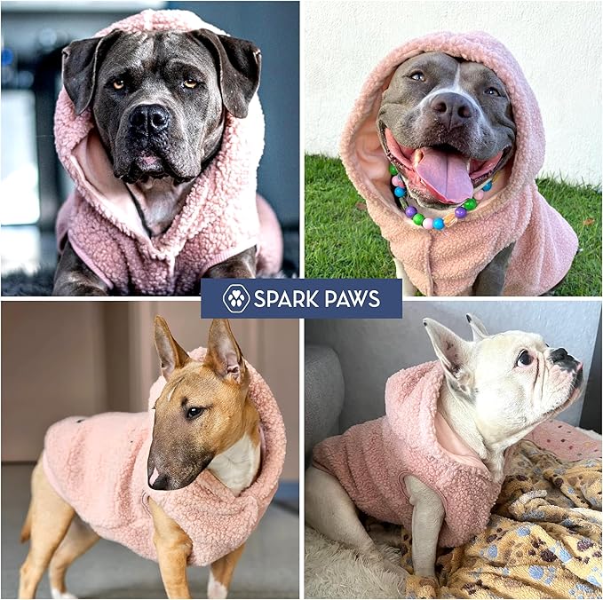 Spark Paws Teddy Dog Sweater, Sherpa Vest with Warm Fleece Lining, Winter Coat Suitable for Small Medium Large XL XXL Breeds - Pink - XL