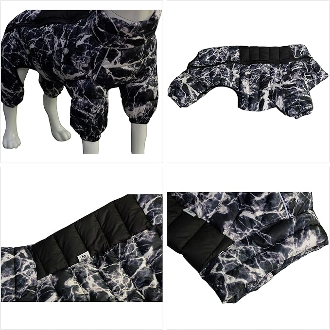 Lovelonglong Dog Coat Dog Warm Jacket, 4 Legs Covered Waterproof Windproof Reflective Warm Dog Vest, Zippered Adjustable Outdoor Dog Snow Jacket for Small Medium Large Dogs micai-Black S