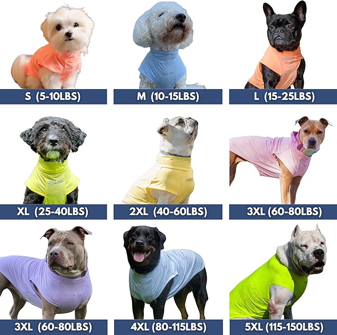 Spark Paws Sunblock Dog T-Shirt, SPF30 Protection, Lightweight Breathable Quick Dry for Dogs with Sensitive Skin - Watermelon & Peach (Set of 2) - 5XL