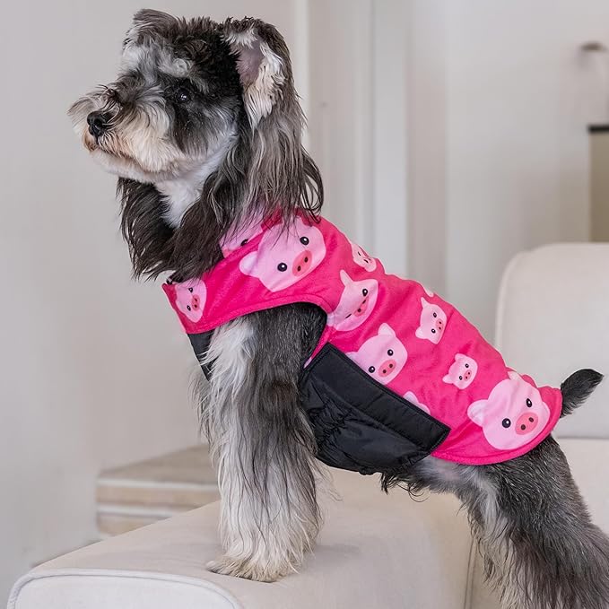 CuteBone Winter Coat, Reversible Dog Jacket & Vest, Thick Soft Dog Coats for Small to Large Dogs, Windproof and Waterproof, with Leash Hole