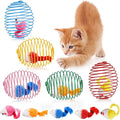 Jecery 5 Pcs Halloween Cat Spring Balls Toys Stretchable Rolling Balls Colorful Playful Coils Interactive Spring Action Toy Caged Rats for Kitten Cat Pet Supplies(Mouse,Bright Color,5 Pcs)