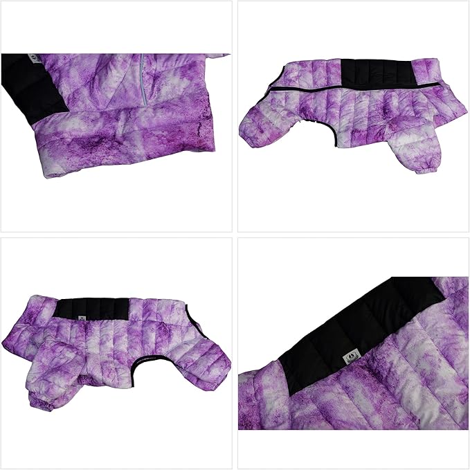 Lovelonglong Dog Coat Dog Warm Jacket, 4 Legs Covered Waterproof Windproof Reflective Warm Dog Vest, Zippered Adjustable Outdoor Dog Snow Jacket for Small Medium Large Dogs micai-Purple L