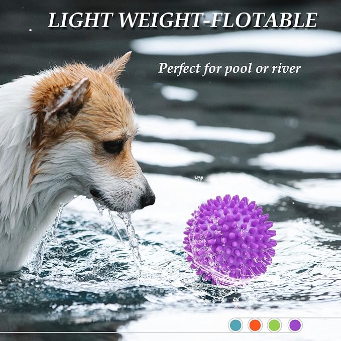4.5”Dog Balls Squeaky Dogs Toys for Medium Large Dog Toys for Aggressive Chewers Spiky Ball Big Outdoor Chew Dogs Toys