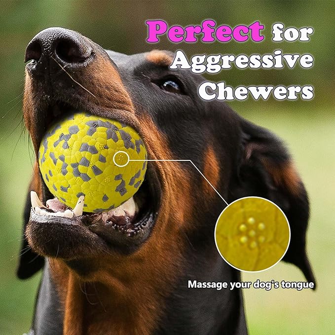 2Pcs Super Bouncy Dog Balls, Fun Indestructible Tennis Balls for Aggressive Chewers, Durable Floating Fetch Toys for Small Dogs with Lifetime Replacement