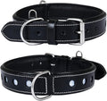 | Genuine Leather Dog Collar | Full Grain, Heavy Duty | Comfortable, Padded, Strong | Best for Pups, Small, Medium, Large & XL Breeds (Large (Fit Neck Size 18.5"-22.5"), Raven)