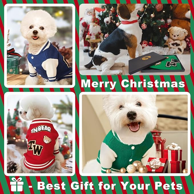 Small Dog Sweater Sweatshirt Cute Puppy Sweaters - Winter Green Warm Knitted Bear Design for Puppies (L)