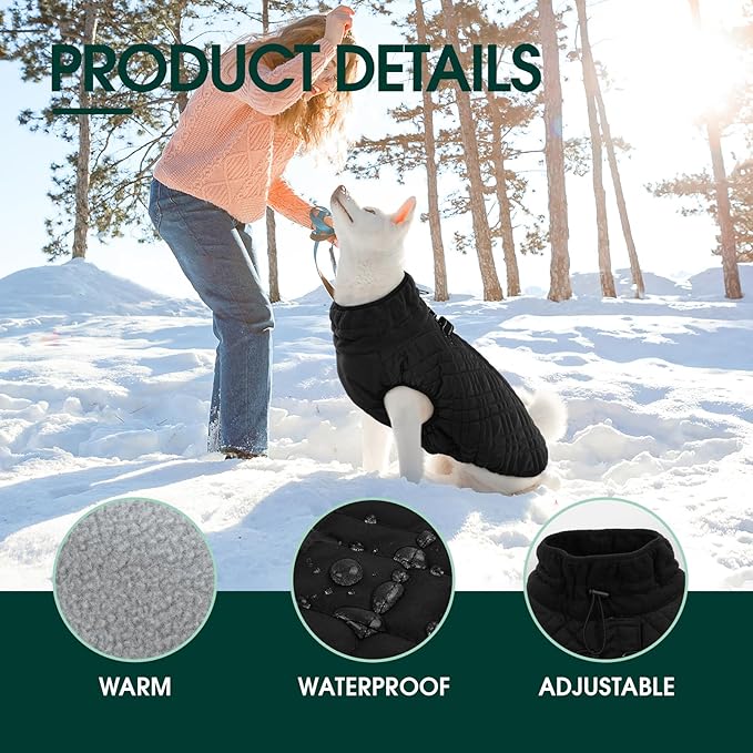 Kuoser XL Insulated Dog Vest | Big Breed Jacket for Huskies & Shepherds | Reinforced Seams Withstand Snow Play, Breathable, Black XL